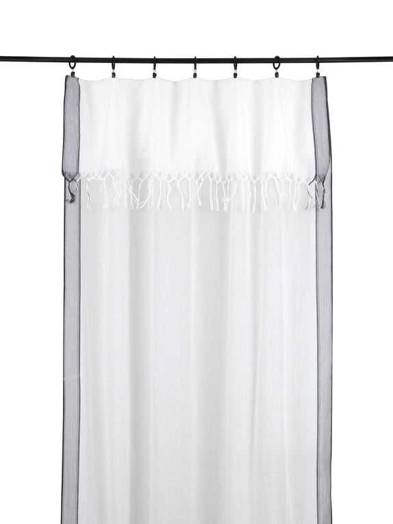 Rideau blanc en coton avec fines franges Ashoka - Caravane